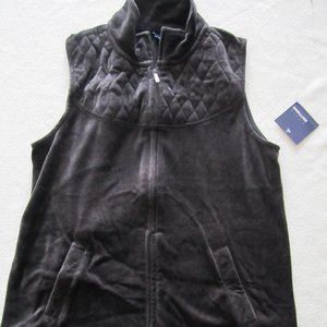 Basic Editions Women Top S Black Velour Sleeveless